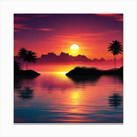 Sunset Over Water 8 Canvas Print