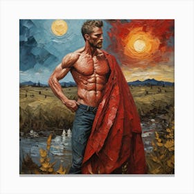 Muscular Man, Vincent Van Gogh Style Canvas Print