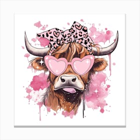 Cow in Valentine's glasses Canvas Print