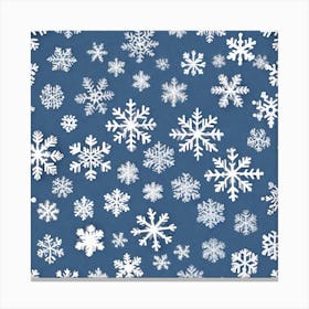 Snowflakes On Blue Background 4 Canvas Print