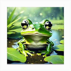 Green Frog's Tranquil Home Canvas Print