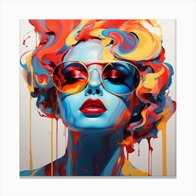 Colorful Woman In Sunglasses Canvas Print