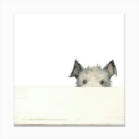 Dog Peeking Over The Table Canvas Print