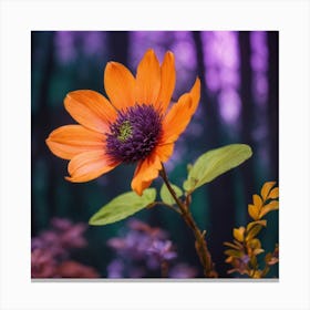 Orange Flower In The Forest Canvas Print