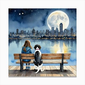 Dog At Night Canvas Print