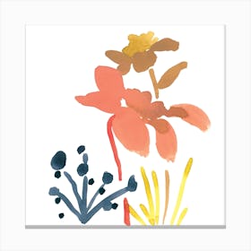 Botanical Watercolors 1 Square Canvas Print