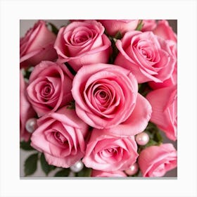 Bouquet Of Pink Roses Canvas Print