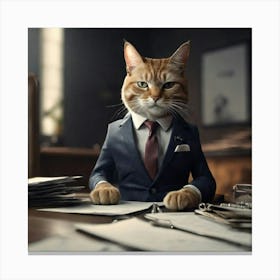 Cat In Business Suit Canvas Print