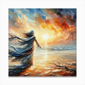 Woman At The Beach Canvas Print