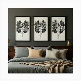 Three Black And White Framed Prints Canvas Print