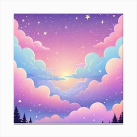 Sky With Twinkling Stars In Pastel Colors Square Composition 173 Canvas Print