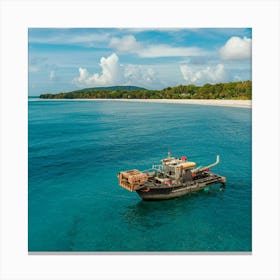 Fishing Boat On The Beach Canvas Print