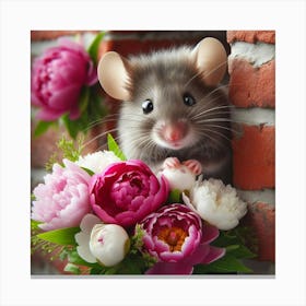 Mouse With Flowers 1 Canvas Print