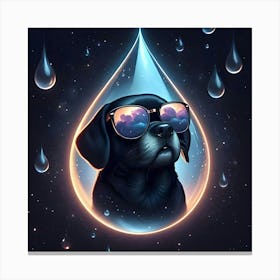 A Black Dog With Sunglasses In A Raindrop Floating In Space 8 Toile