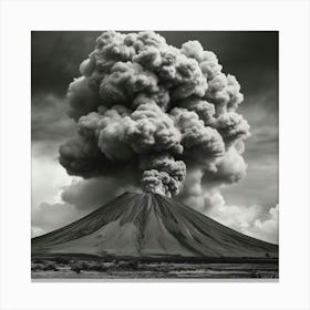 Black And White Photograph Of A Volcano 2 Canvas Print