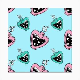 Seamless Pattern of Heart Shaped Vials Canvas Print