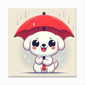 Cute Dog With Umbrella 1 Canvas Print