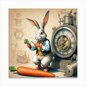 Rabbit With A Clock 1 Canvas Print