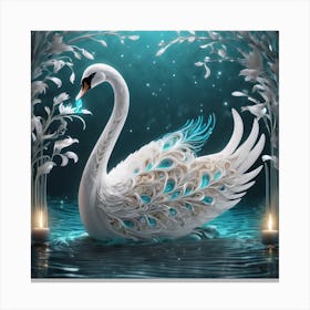 Swan In Water Canvas Print