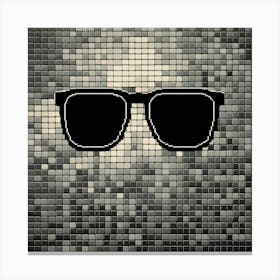 Pixel Art Of Black Sunglass From The Front With Bl (3) Canvas Print