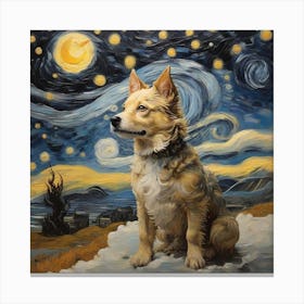 Starry Night Dog Canvas Print