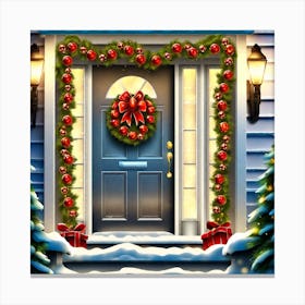 Christmas Decoration On Home Door (39) Canvas Print