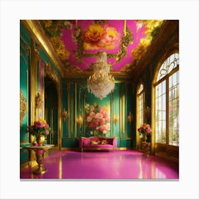 Pink And Gold Room 3 Canvas Print