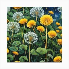 Dancing Dandelions in the Breeze Canvas Print