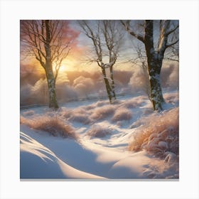 A Covering of Snow in the Winter Woodland Garden Canvas Print