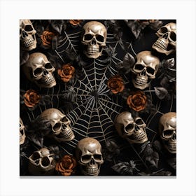 Skulls And Roses 2 Canvas Print