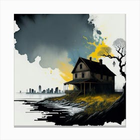 Colored House Ink Painting (69) Canvas Print