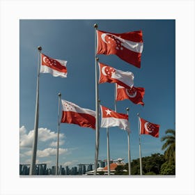 Flags Of Singapore Canvas Print