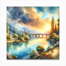 Sunset By The River 10 Canvas Print