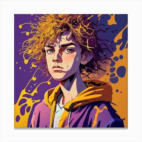 Boy With Curly Hair Canvas Print