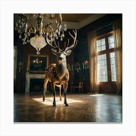 Deer In A Room 4 Canvas Print