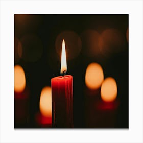 Lit Candle In The Dark Canvas Print