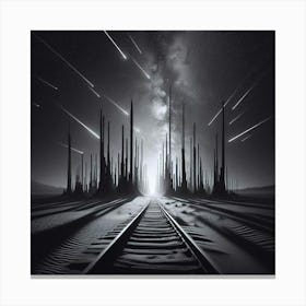 Train Tracks In The Night Canvas Print