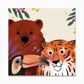 Tiger, Bear And Toucan Canvas Print
