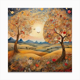 Two Trees In The Sun Canvas Print