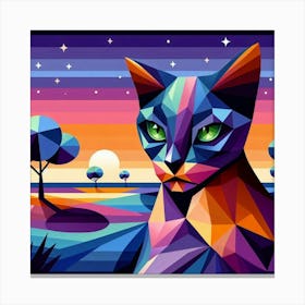 Cranberry Low Poly Cat Canvas Print