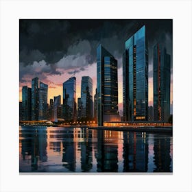 Cityscape At Dusk Canvas Print