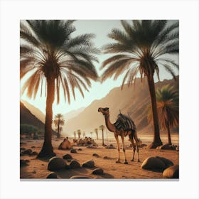 Camel With Palm Trees 1 Canvas Print