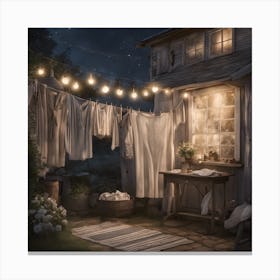 Laundry in the Moonlight Canvas Print