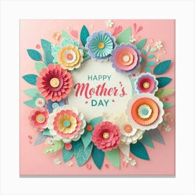 Happy Mother's Day Paper Flower Art Canvas Print