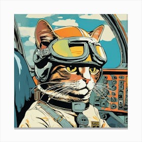 Retro Pilot Cat Canvas Print