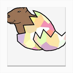 Cute Capybara Hatching from Easter Egg Canvas Print