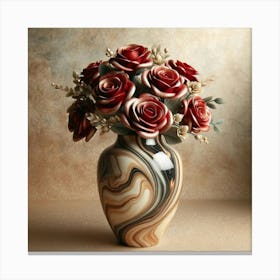 Roses In A Marble Vase 4 Canvas Print