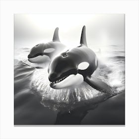 Killer Whales in a race... Canvas Print