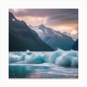 Icebergs Crashing In The Water soft expressions in the Spirit of Bob Ross Canvas Print
