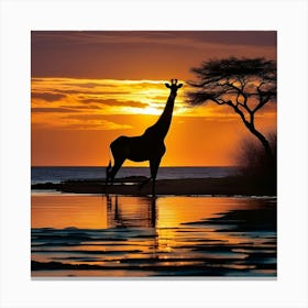 Giraffe At Sunset Canvas Print